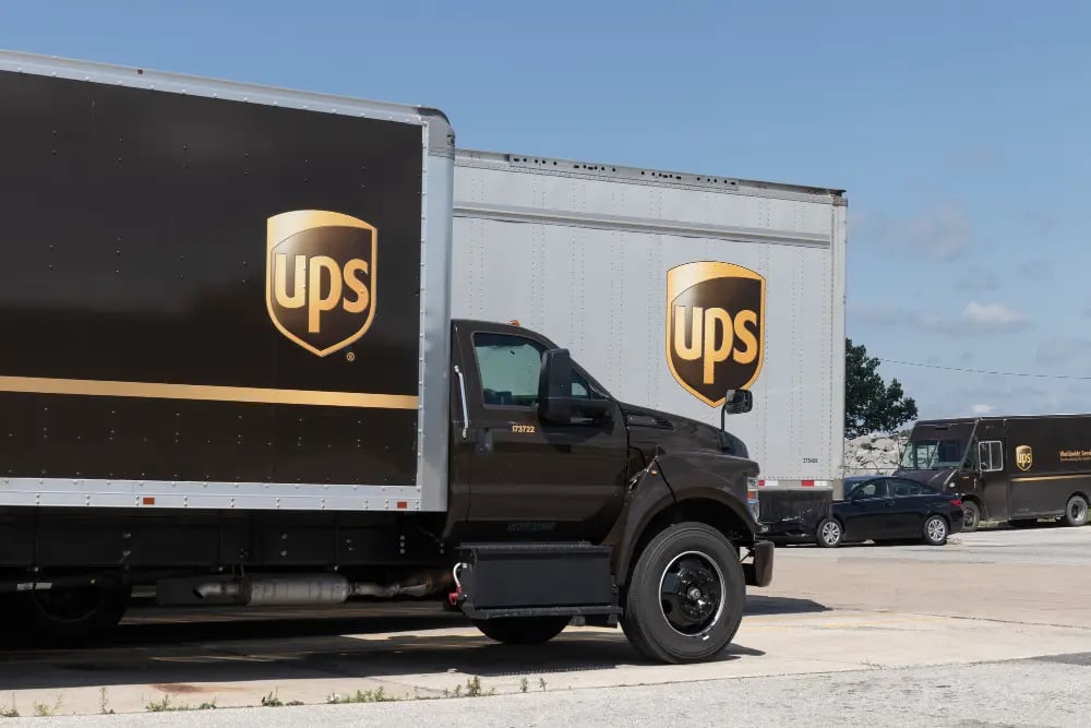 UPS delivery and transport trucks